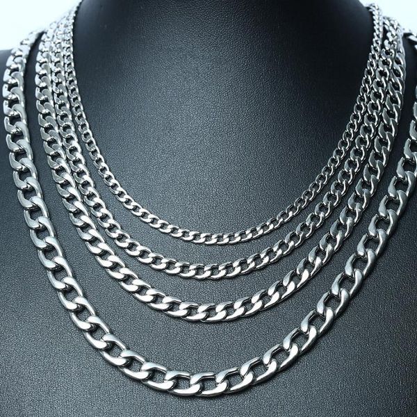 

modyle stylish figaro link chain necklaces for men solid gold silver color stainless steel hip hop male jewelry chains