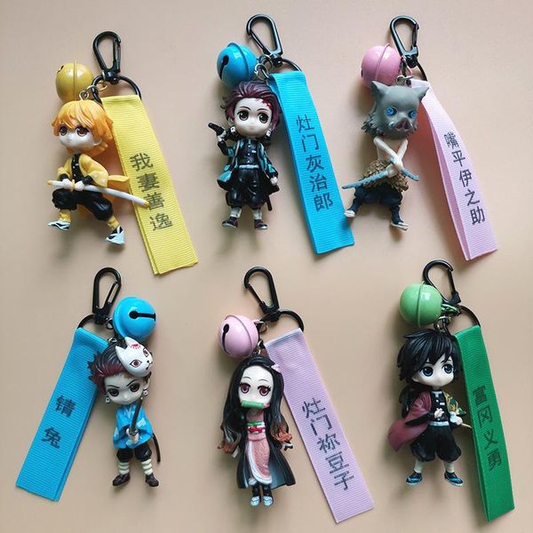 

keychains suit anime demon slayer acrylic keychain brinco blade of ghost key chain kamado keyring pendant gift japanese doll manual, Silver