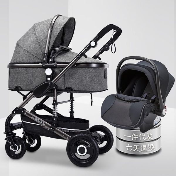 

baby stroller two-in-one multifunctional high landscape can sit and lie two-way absorber folding strollers#