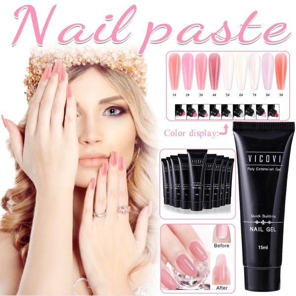 

nail gel star extension 15ml no paper holder crystal quick, Red;pink