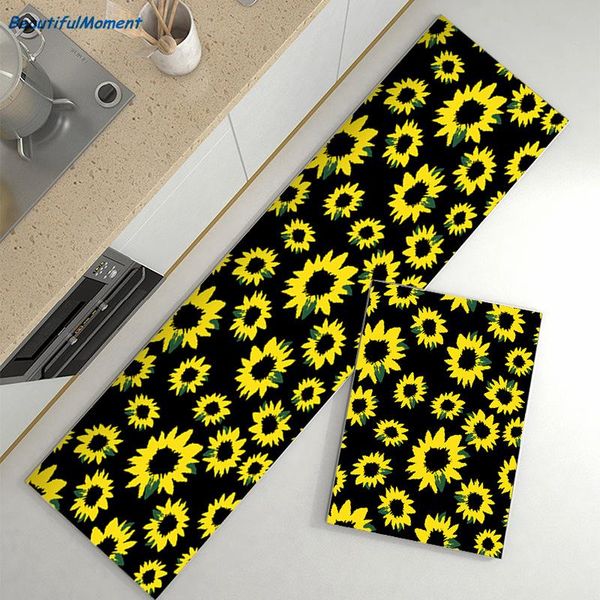 

carpets simple kitchen mats sunflower modern household rectangular oil-absorbing water-absorbing bathroom door ma