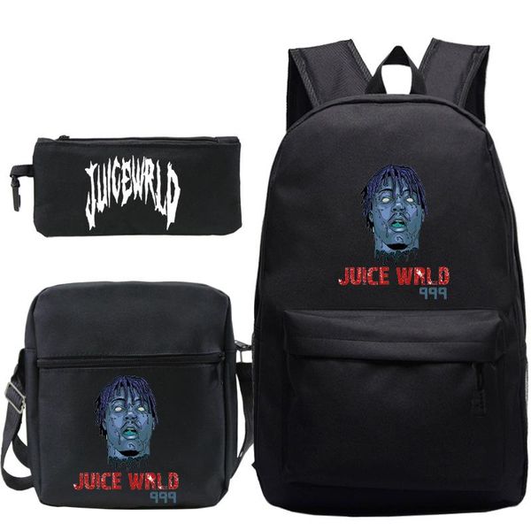 

backpack rapper juice wrld boys girls schoolbag children's bookbag teens book knapsack travel bagpack 3pcs set laprucksack