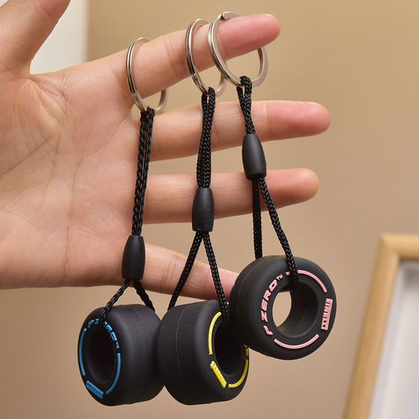 

10Pieces/Lot Fashion Cartoon Six-Color Small Tire Keychain Creative Mobile Phone Bag Car Pendant Key Ring Exquisite Small Gift For Car Love