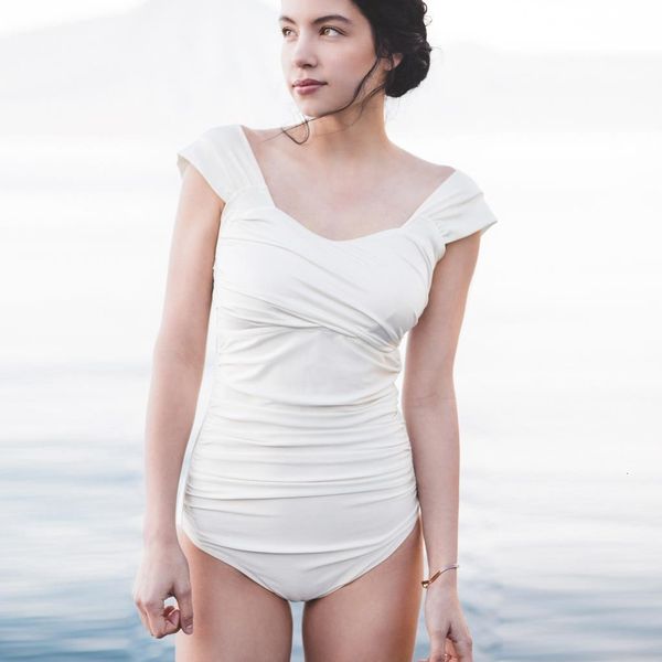 

bikini one piece slim shoulder, White;black