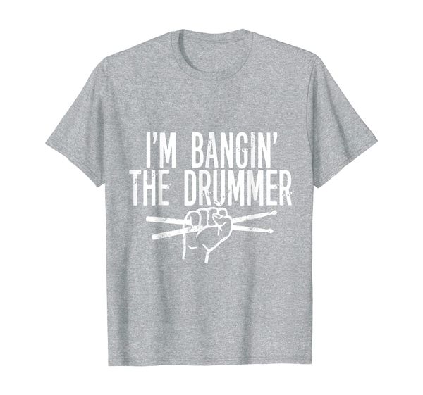 

i'm banging the drummer tshirt drum player, White;black