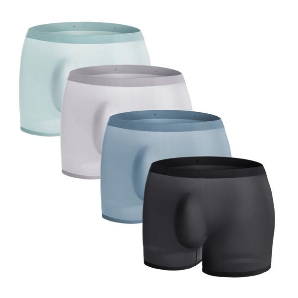 

underpants men underwear ice silk boxer shorts mens panties boxers seamless man brand breathable 4pcs, Black;white
