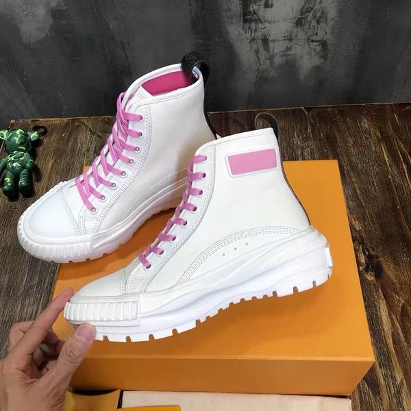 

designer women sneaker boot high-platform 2022 latest casual shoes walking shoes canvas and calf leather 5 color wholesale, Black;pink