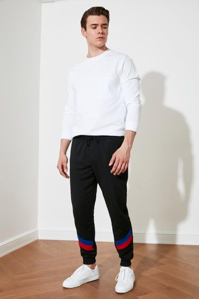 

running pants trendyol men 's regular fit sweatpants tmnss21ea0209, Black;blue