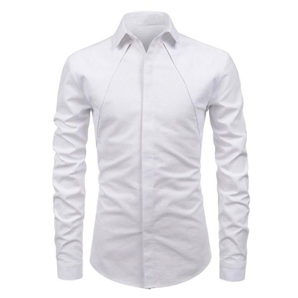 

solid turn down collar long sleeve casual shirts for men slim fit dress shirt blouses clothing chemise homme black white men's, White;black