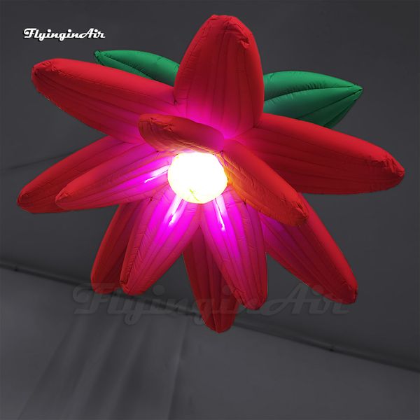 Pendurar romântico flor inflável 2m / 3m iluminação modelo de balão de ar soprar flor florescendo para decoração de casamento