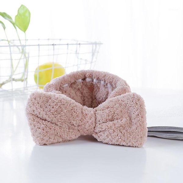 

coral fleece soft makeup headband microfiber cute bow headwear women washing face solid color elastic hair bands accessories gir1