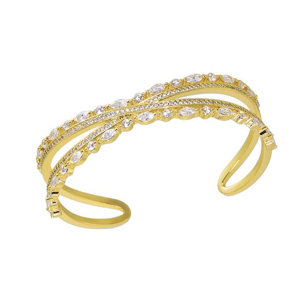 

luxury designer jewellery love cuff bracelet for women punk style srystal bangle customized costume copper indian yellow charm bangles jewel, Golden;silver