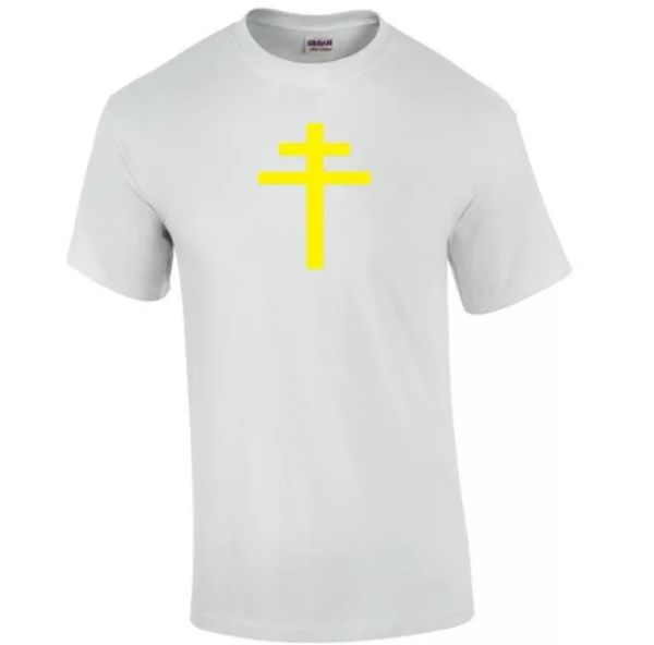 

yellow cross of lorraine knights templar t-shirt christian white tee shirt s-5xl, White;black