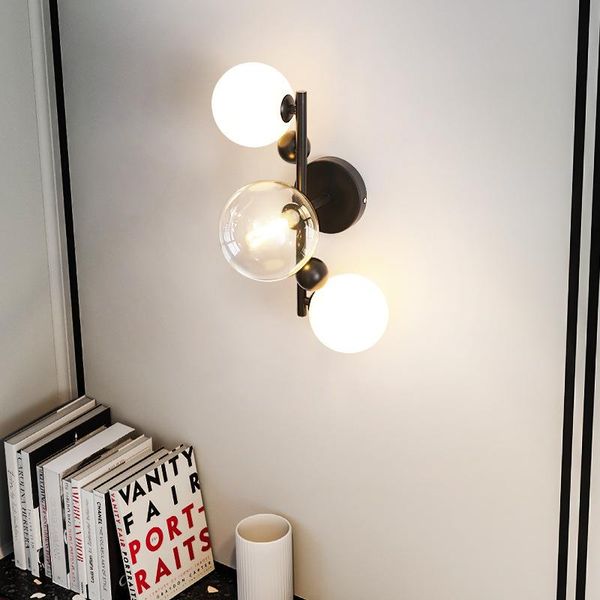 

nordic art magic beans vintage glass ball led wall lamp for living room bedroom cafe decor sconce lighting