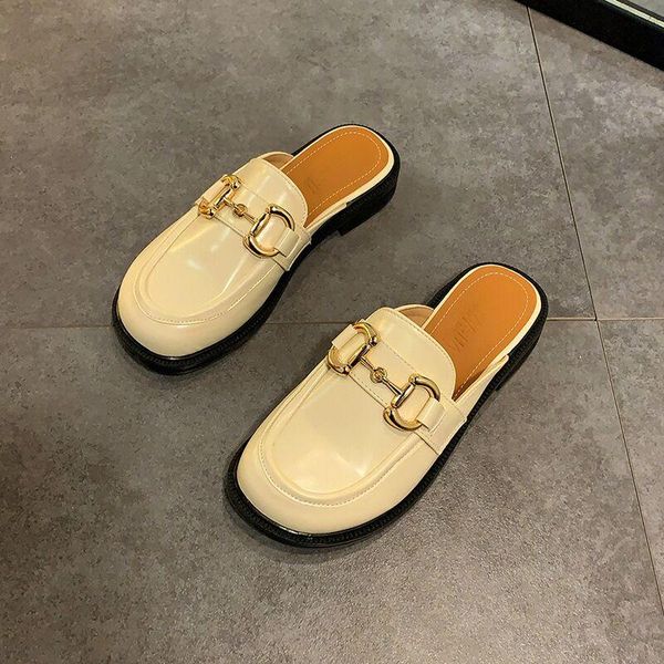 

slippers baotou women's outer wear spring 2021 korean version of wild thick heel semi-drag round toe casual muller shoes tre, Black