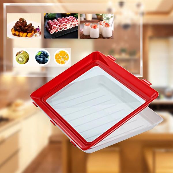 

2pcs stackable preservation tray reusable storage container with elastic lid refrigerator dishwasher er safe kitchen & organizatio orga