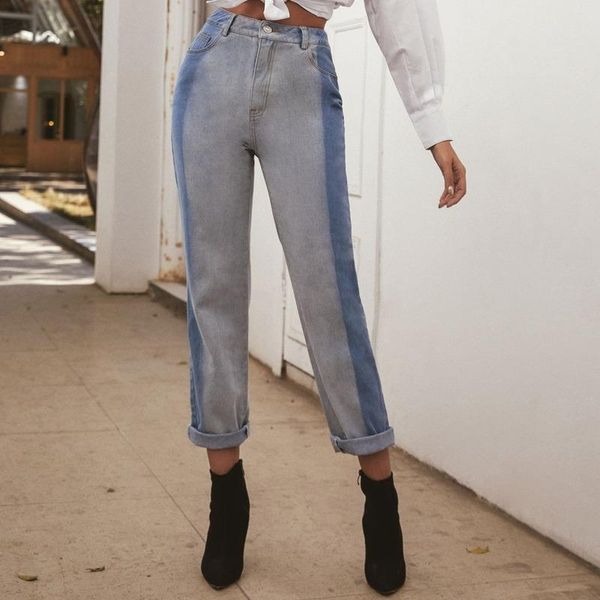 

retro style casual denim trousers women's jeans womens clothes for women, Blue