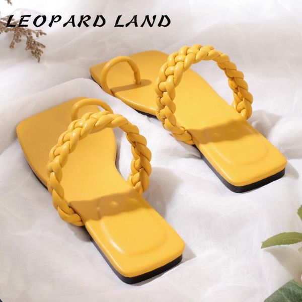 

dress shoes leopard land summer beach fashion braided sandals and slippers with flip flops outdoor leisure flat women 42 cgb, Black