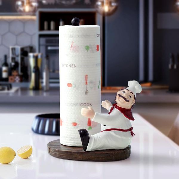 

chef figurine resin tissue paper roll holder toilet bathroom table home decorative boxes kitchen napkin objects & figurines
