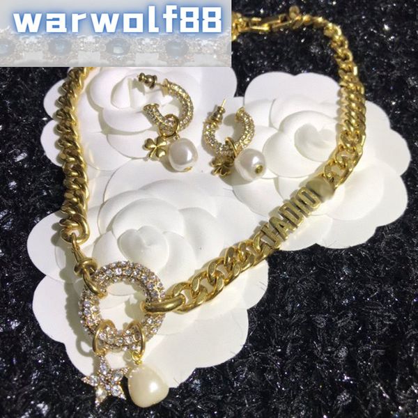 

letter classic design earrings necklaces and, Golden