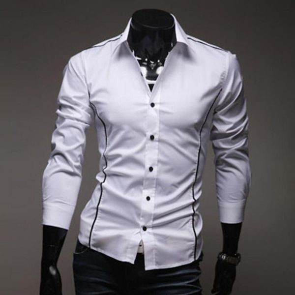 

men's casual shirts spring shirt purfle smooth long sleeve for home, White;black
