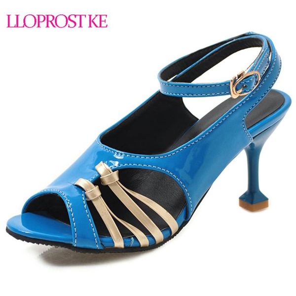 

lloprost ke 2021 fashion gladiator sandals stiletto thin high heels fish toe party shoes woman buckle strap plus size 43, Black