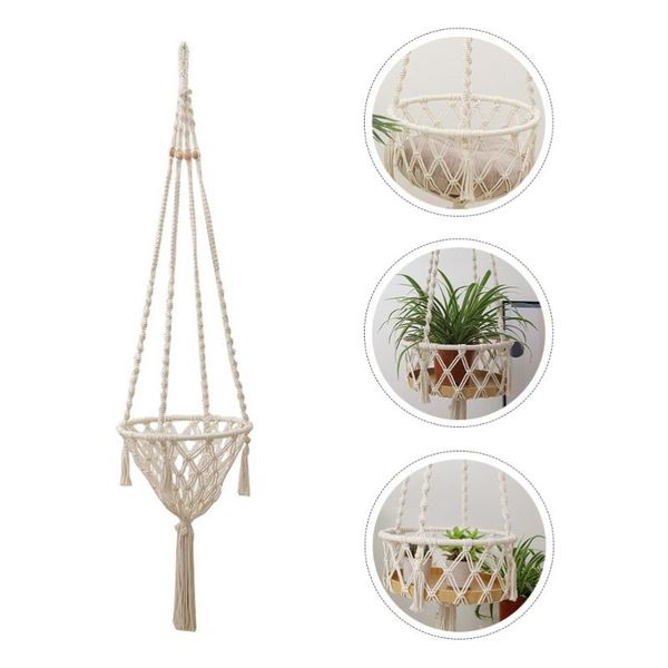

tapestries 1pc cotton rope net bag decorative tapestry el hanging adornment (white)