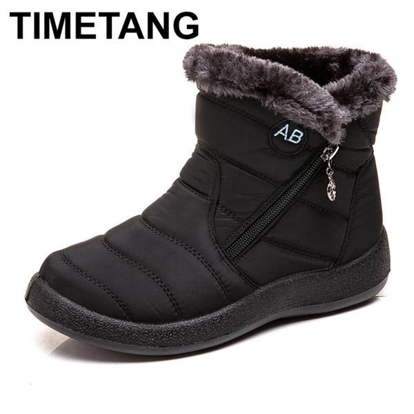 

timetang women's shoes; winter boots; boots for mothers; warm cotton shoes made of waterproof fabric with plush 211104, Black
