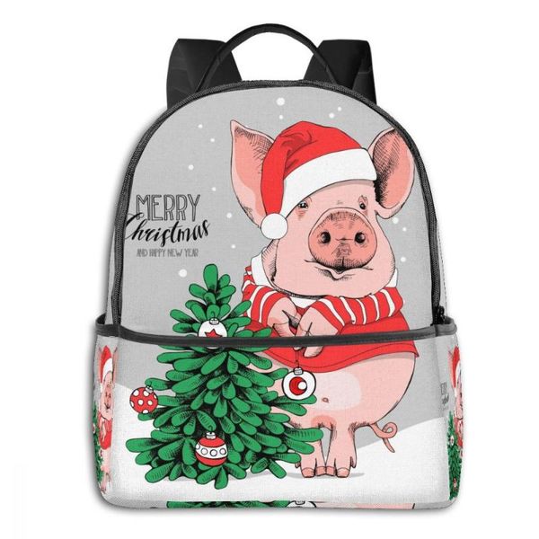 

backpack women fashion shoulder bag pig in santa's costume school for teenage girl children backpacks travel