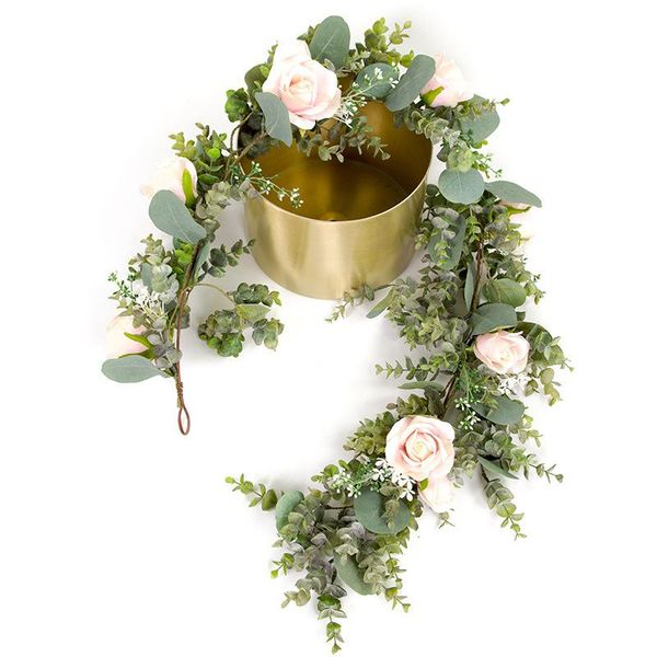 

decorative flowers & wreaths silk artificial rose vine hanging for wall decoration rattan fake plants leaves garland romantic dried flower