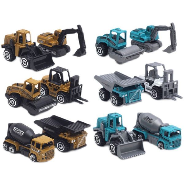 6 estilos / set mini engenharia de carro Modelo de carro Trator Toys modelo Kids Xmas Presente Boys Outdoor Brinquedos