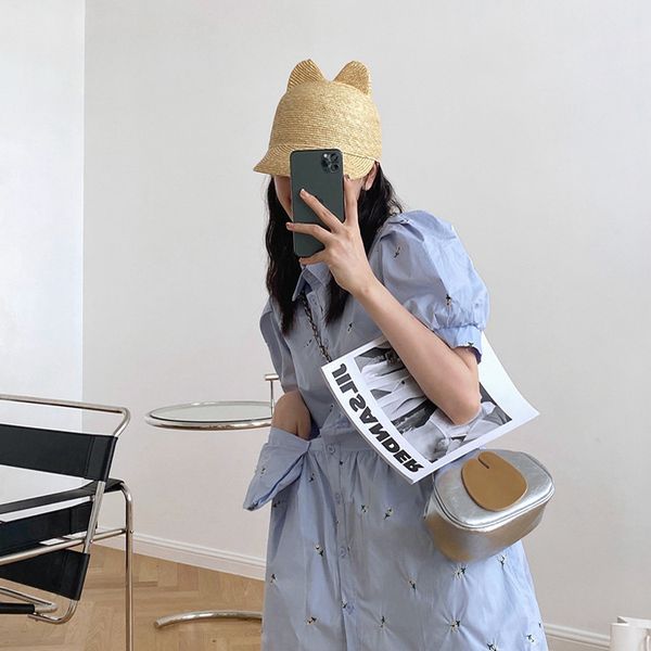 

thin, south korean summer embroidered shirt dress looks cute and fresh, White;black