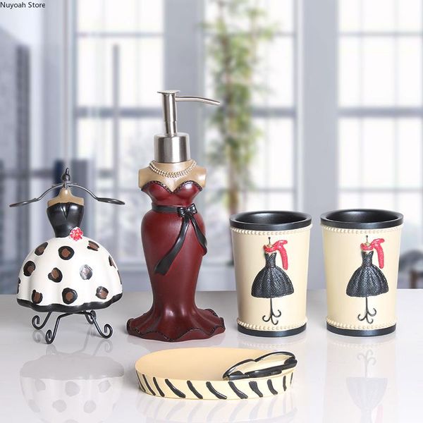 

creative bathroom kit abstract figure sculpture resin lotion bottle mouthwash cup soap box decoration accessories bath accessory set