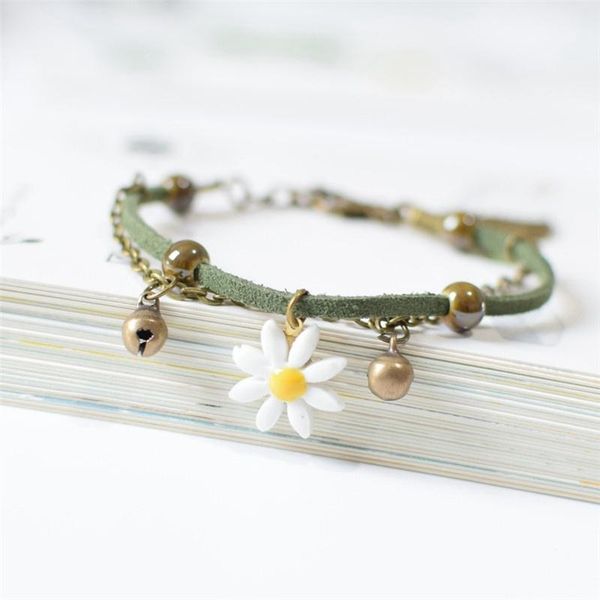 

bracelet anklet charm beautiful boho chain daisy jewellery flower beads girls ceramic bracelets, Golden;silver