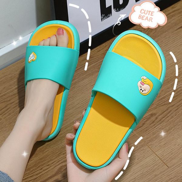

slippers summer soft sole shoes women color patchwork open toe low platform flip flops for home indoor flat beach slides, Black