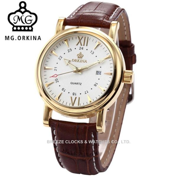 

wristwatches mg.orkina quartz watch women brown stone grain genuine leather elegant classy roman numerals womens wrist, Slivery;brown