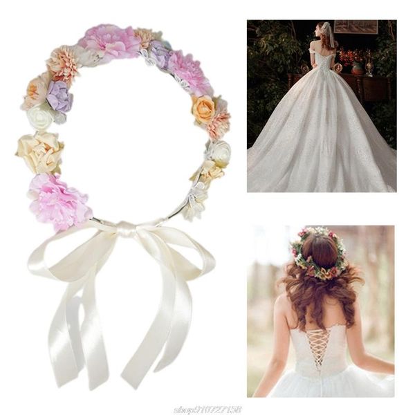 

other event & party supplies bridal headwear romantic rose garland hairband with silk bowknot string floral wedding headband decora jy07 21
