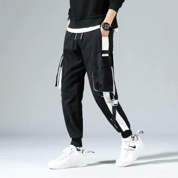 

men's pants 2021 loose casual ins tide brand overalls fashion trend nine, Black