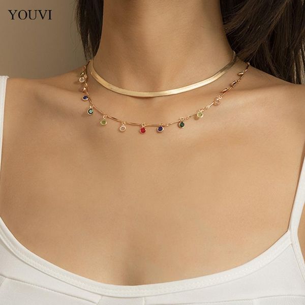 

chains youvi simple goth snake necklace for women colorful crystal tassel pedants women's neck chain jewelry gothic accessories, Silver