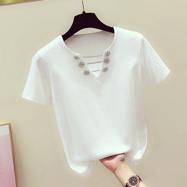 

shirt women short sleeve neck tee loose t-shirt plus size one women's, White