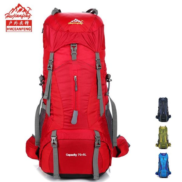 Outdoor-Taschen 65L Sport Bergsteigen Rucksack Camping Wandern Trekking Rucksack Reise Wasserdichte Abdeckung Fahrrad