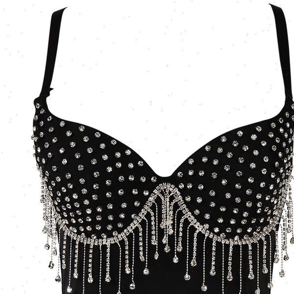 

beading tassel night club womens camis push up cropped to wear out bralette bra female corset women, White