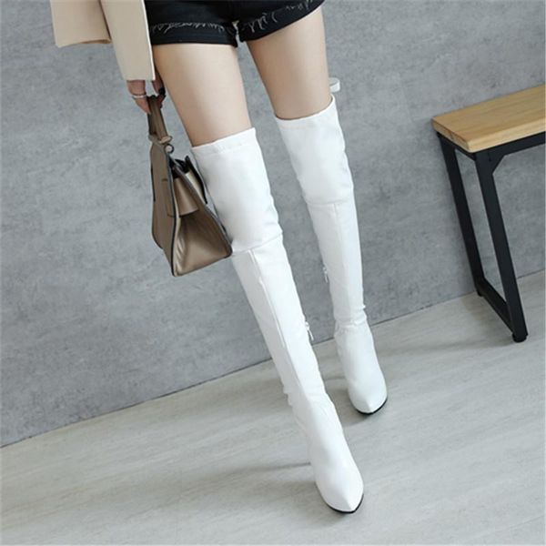

boots 2021 women thigh high pointed toe thin heel women's shoes woman party over the knee large sizes 43, Black