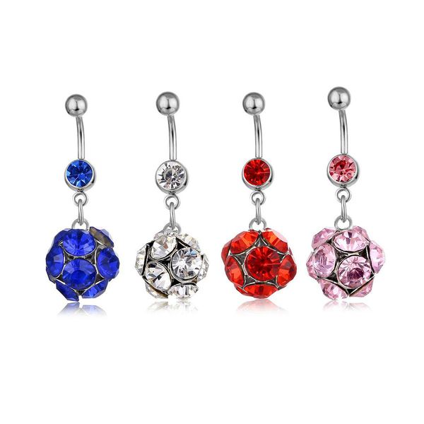 

d0153 jewelry ball stone belly navel button ring mix colors, Silver