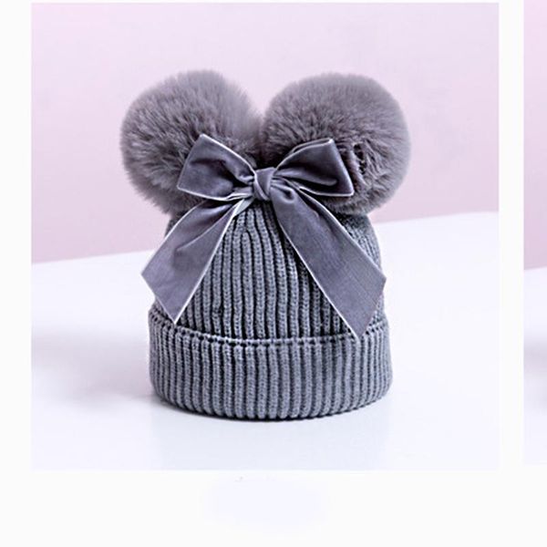 

caps & hats baby stuff double pompom hat winter knitted kids girl warm thicker children infant beanie cap bonnet casquette enfant, Yellow