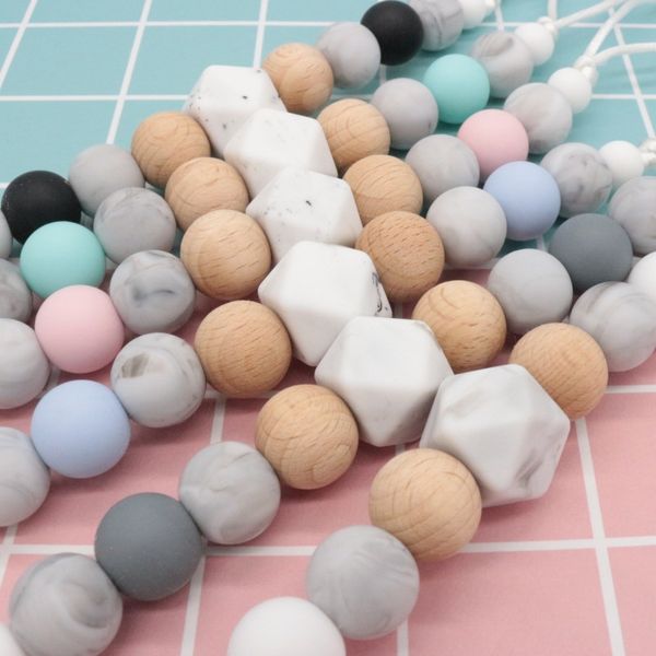 

diy baby clip chain holder wood beaded pacifier soother holder clip nipple teether dummy strap chain good quality a8712 342 y2