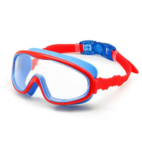 

kids swim goggles children 3-8y wide vision anti-fog anti-uv snorkeling diving mask ear plugs outdoor sports, Blue