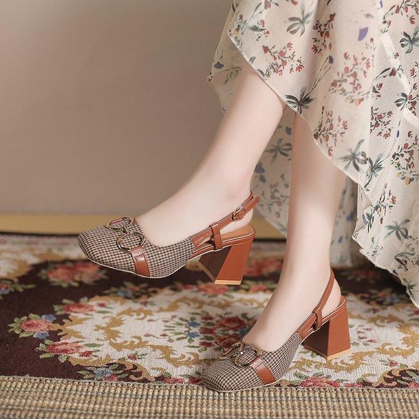 

roman shoes fashion solid color women sandals buckle square toe high heels casual ladies gladiator for, Black