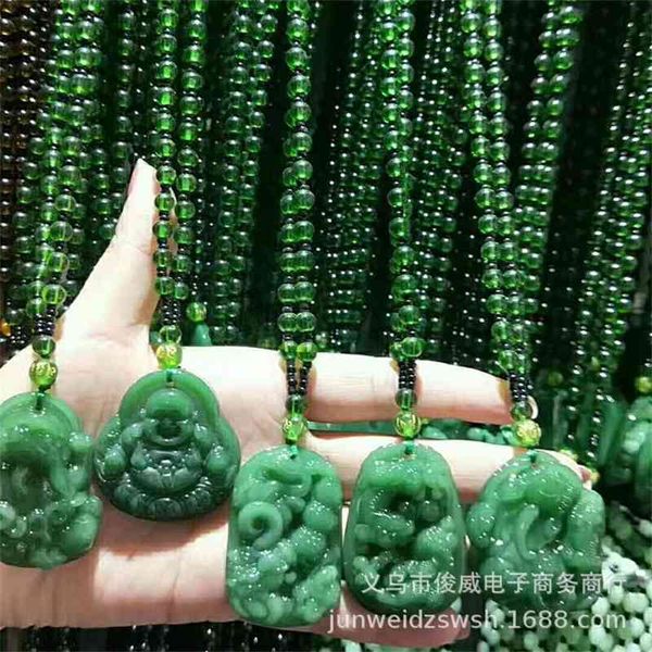

autumn malay jade ping'an clasp pendant necklace for men and women, Black