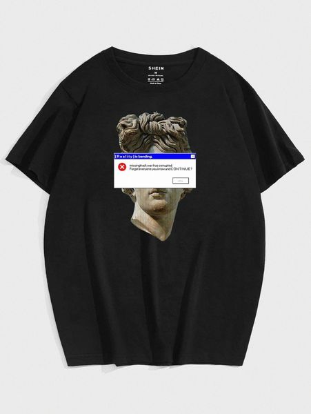 

men figure & slogan graphic tee 44m9#, White;black